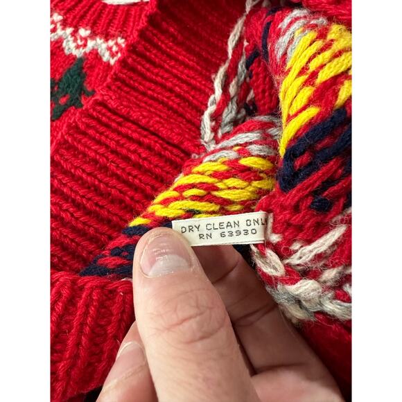 Vintage Alcott & Andrews Wool Knit Fair Isle Reindeer Sweater Chunky Size Small - Picture 6 of 8